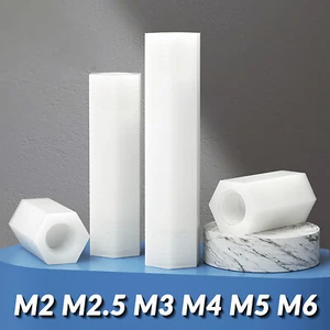 M2 M2.5 M3 M4 M5 M6 Nylon Plastic Long Nuts Rod Bar Hex Connector Stud DIN 6334 - Picture 1 of 94