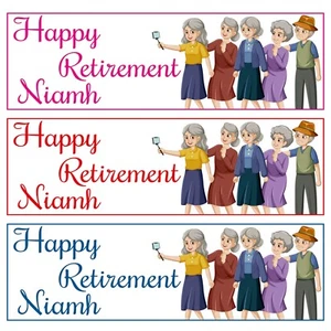 x2 Personalised Happy Retirement Farewell Party Decorations Banner Any Name - Picture 1 of 3
