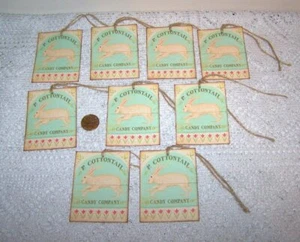9~Easter~Primitive~Bunny~Cottontail Candy Company~Linen Cardstock~Gift~Hang~Tags - Picture 1 of 1