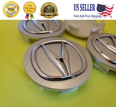 Juego de 4 tapacubos centrales de rueda ACURA plateado-cromo 69MM - Satisfacción garantizada Foto 1 de 4