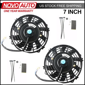 Par de ventiladores de refrigeración delgados de radiador eléctrico negro universal de 7 pulgadas con 10 aspas nuevos - Imagen 1 de 6