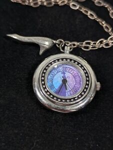 Womans Cinderella Glass Slipper Silver Tone Case Necklace Watch