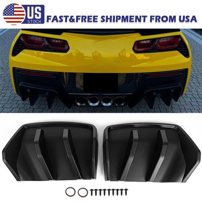 Rear Bumper Diffuser Fins Splitter Matte Black For 2014-19 Chevrolet Corvette C7 — 第 1/4 张图片