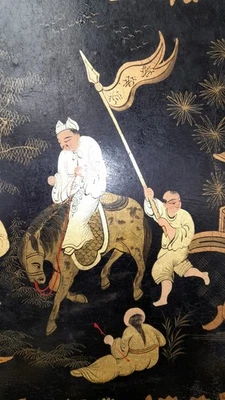 Laque de Chine -  panneau  ancien en très bon état - 51,5 x 34 cm - Photo 1/4