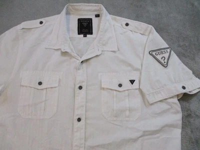 Vintage Guess Shirt Mens XL White Cowboy Western Rodeo Epaulets Embroidered Slim - Image 1 of 4