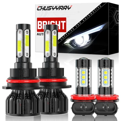 4PC White LED Headlight Hi-Low + Fog Light Bulbs For Nissan Frontier 2005-2018 - Image 1 of 4