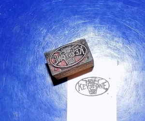 Vintage KEYSTONE Wood & Metal Letterpress Printers Block - Picture 1 of 2