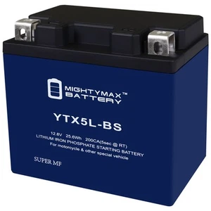 Mighty Max YTX5L-BSLIFEPO4 Lithium, Replaces Arctic Cat 90 Alterra 90 17-24 - Picture 1 of 6