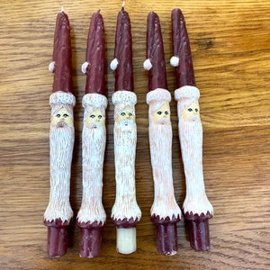 5 Vintage Volkskunst Weihnachtsmann Kegelkerze Land rot 10" primitiver Bleistift Urlaub - Bild 1 von 14