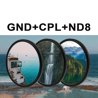 3 In 1 Camera Filter Kit ND8 CPL GND Filter Set Neutral Density Filter Circular - Image 1 of 4