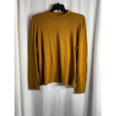 Suéter RAFAELLA Mujer Manga Larga Cuello Simulado Mostaza Amarillo Oro Botones XL Foto 1 de 4