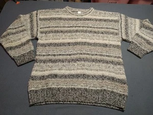 G.H. Bass Pullover Herren L creme/braun gestreift Fischer edel warm langarm - Bild 1 von 8