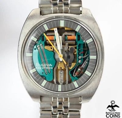 Reloj para hombre Bulova Accutron N0 Spaceview 1970 esfera esquelética acero VENDIDO COMO ESTÁ Foto 1 de 4