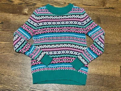 Женский зимний свитер Fair Isle J Crew розовый зеленый синий размер маленький - Изображение 1 из 4