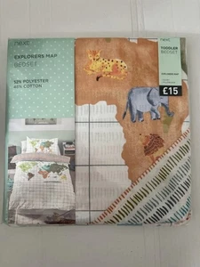 NEXT Animals And Explorers Map Toddler Bedset Duvet Cover Set New In Packaging - Picture 1 of 8