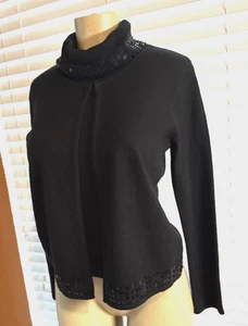 Norton McNaughton Sweater Attached Turtleneck Sequin & Beads Trim Sz SP gcb - Picture 1 of 8