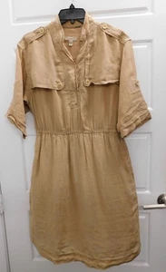 Burberry Brit Women's Sand Ramie Woven Trench Shirt Dress Size US 8 AS-IS - Picture 1 of 6