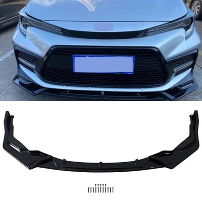 Front Bumper Lip For 2020-2025 Toyota Corolla Sedan XSE SE Gloss Black V2 Style Foto 1 de 4
