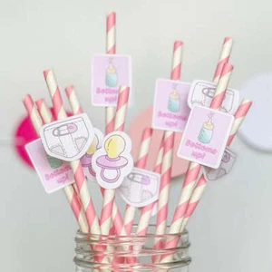 Girl Baby Shower Paper Straws - 12 Pack - Picture 1 of 3