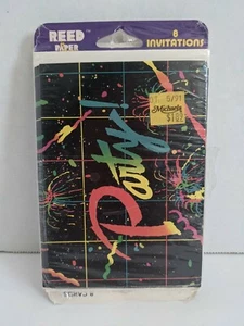 Biglietti d'invito vintage 1991 - festa - pagliaccio e fuochi d'artificio - SIGILLATI! - Foto 1 di 2