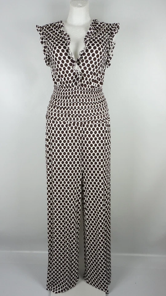 Alba Moda Overall Damen Größe 40 44 Braun Weiß Jumpsuite Einteiler - Bild 1 von 4