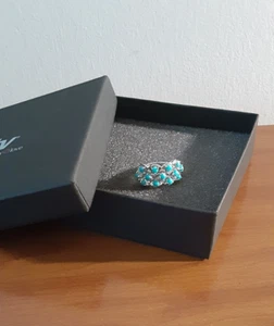 Blue Sleeping Beauty Turquoise Rhodium Over Sterling Silver Ring. - Picture 1 of 9