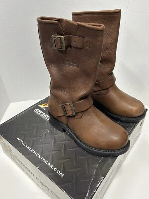 Botas de moto de cuero para mujer Engineer Pull-on de Xelement marrón oscuro talla 6,5 Foto 1 de 4