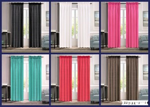 2PC MR2 SOLID SILK SEMI SHEER ROD POCKET WINDOW CURTAIN PANEL LIGHT FILTERING 