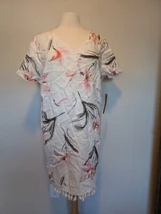 Peck & Peck Short Sleeve Dress lace hem linen XL - Picture 1 of 5