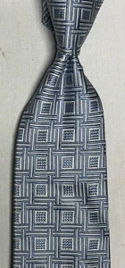 BRIENNO 100 % SEIDE HERGESTELLT IN ITALIEN SATINIERUNG KRAWATTE WEISS HELLBLAU STANGEN BOXEN - Bild 1 von 4