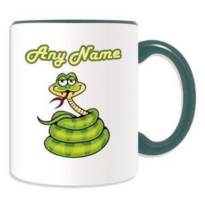 Personalised Gift Spiral Snake Mug Cup Money Box Novelty Animal Green Opheodrys - Picture 1 of 22