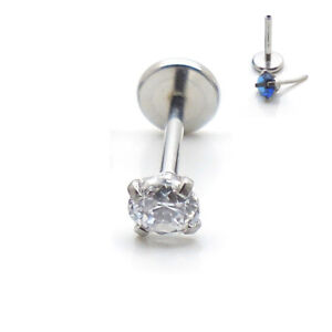 Threadless Push Pin 18G 20G Prong Set 3mm CZ Cubic Zirconia Nose Ring Earrings