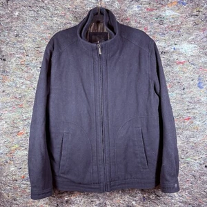 London Fog Jacket Mens XL Wool Bomber Coat Double Zip Black Casual Classic - Picture 1 of 13