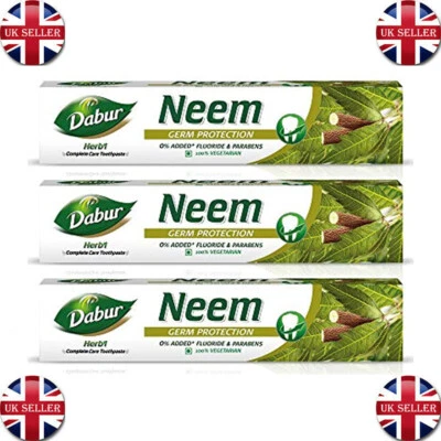 DABUR Herb'L Neem (3x200gm) Keimschutz Zahnpasta 600g kein Fluorid