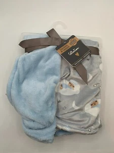 BLANKETS & BEYOND Clouds Moon Stars SLEEPING BABY 28x32 Plush Baby Blanket - Picture 1 of 5