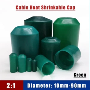 10-90mm Green Heat Shrink End Caps 2:1 Adhesive Glue Lined Cable Insulation Seal - Picture 1 of 8