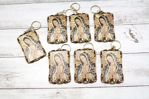 12pc Our Lady Guadalupe Baptism Wood KeyChain Favor Recuerdo Communion Bautizo - Picture 1 of 1