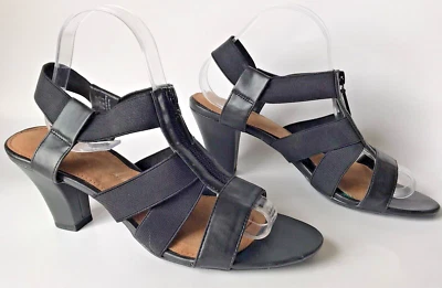 Sandalias AIRSTEP "Tamanna" negras con cremallera frontal tacones traseros talla 9.5B 30201 Foto 1 de 4