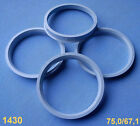 4x pierścienie centrujące 75,0 mm 67,1 mm do felg aluminiowych czarne 1430