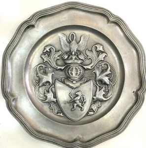 Antique Silver 92% French Old Solid Ornate Crest Hand Carved Metal Wall Hanging - Picture 1 of 8