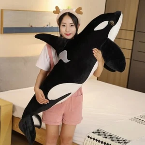 50cm-130cm Lebensecht Orcinus Orca Schwarzwal Plüschtiere Große Fische Stoffpuppe D - Bild 1 von 6