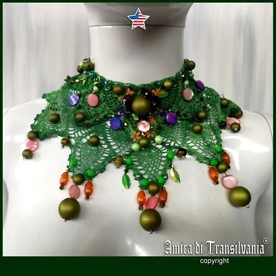 Joyería Mujer Collar Collier Gargantilla Verde Collar Lujo Perla Vintage Macramé Foto 1 de 4