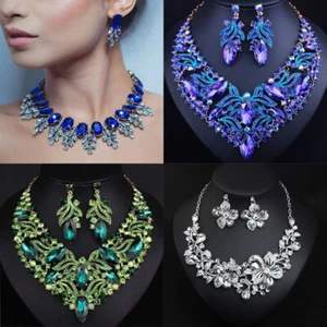 Trozo Cristal Collar Joyería Colgante Moda Fiesta Declaración Mujeres Gargantilla Babero - Imagen 1 de 36