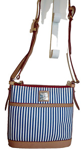 Dooney & Bourke Buna Blue White Striped Crossbody Bag Purse Pouchette Nautical