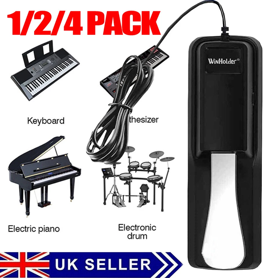 WINHOLDER 1/2/4 Pack Sustain Pedal Foot Damper Switch Keyboard for Yamaha Casio Korg Metal