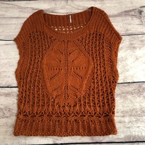 Free People Sweater S Oversized Layering Crochet Knit Vest Diamond In The Rough - Picture 1 of 11