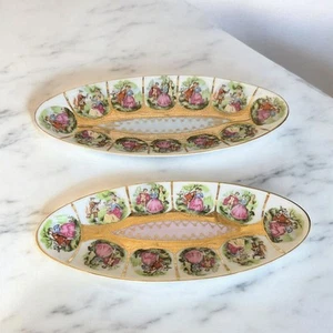 Juego de 2 piezas de plato de apio de porcelana Royal Vienna vintage de 1940 pintado a mano - Imagen 1 de 16