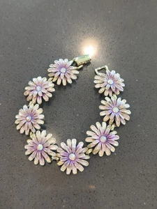 Bracciale Vintage KRAMER Mod Retrò Fiore Margherita 7" Colore Oro Rosa G94 - Foto 1 di 9