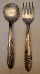 1946 Tudor Plate Oneida Community Queen Bess Baby Toddler Fork & Spoon Set #1 - Picture 1 of 5
