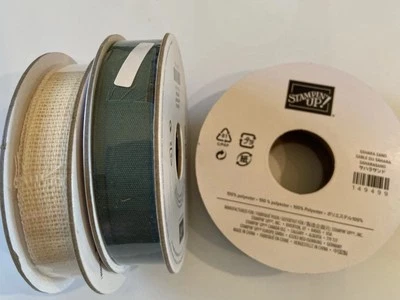 Stampin’ Up! Saraha Sand natural woven, tranquil tide finely Natural Ribbon New - Image 1 of 4